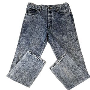 VTG Lee Riders Men's Acid Wash High Rise Tapered Jeans Made in USA 36 x 32 Blue